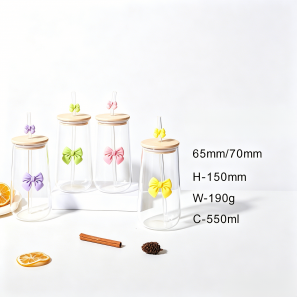 Glass Cup with Bamboo Lid & Straw