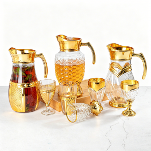 Luxury Gold Plated Glass Pitcher Collection